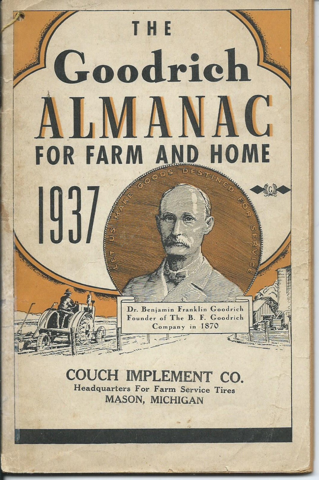 1937 Goodrich ALMANAC Farm Home Tires 64p booklet COUCH IMPLEMENT MASON MICHIGAN