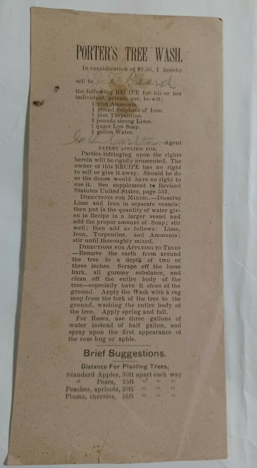 early 1900s Porter&rsquo;s Tree Wash brochure, West Point, Mississippi MS, rare