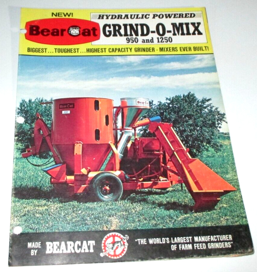 *Bear Cat 950 & 1250 Grind-O-Mix Feed Grinder / Mixer Sales Brochure Literature