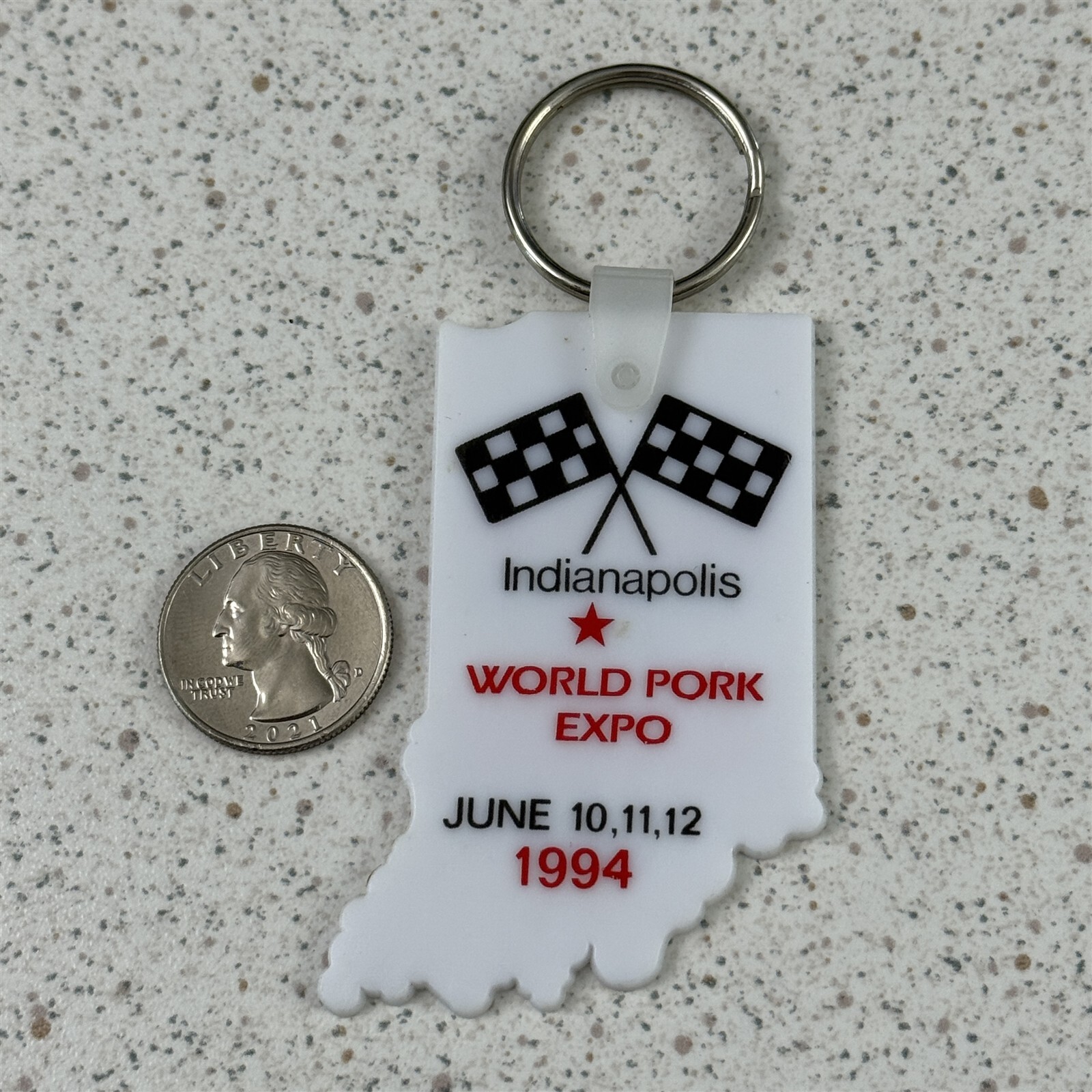 1994 Indianapolis World Pork Pig Expo Farming Souvenir Keychain Key Ring #50186
