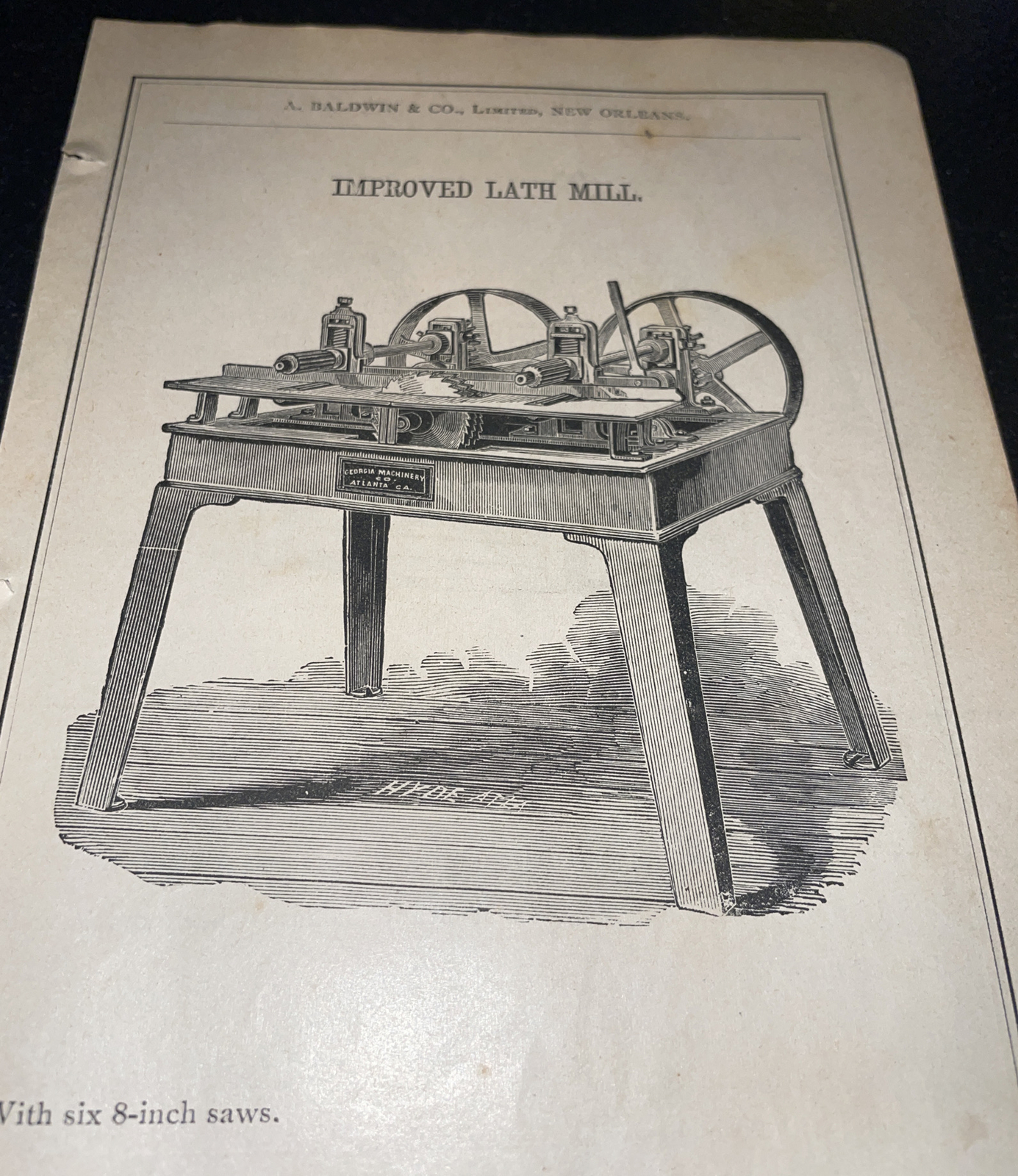 1891 Baldwin – Georgia Machinery Mill – Farm Advertising – Atlanta – New Orleans