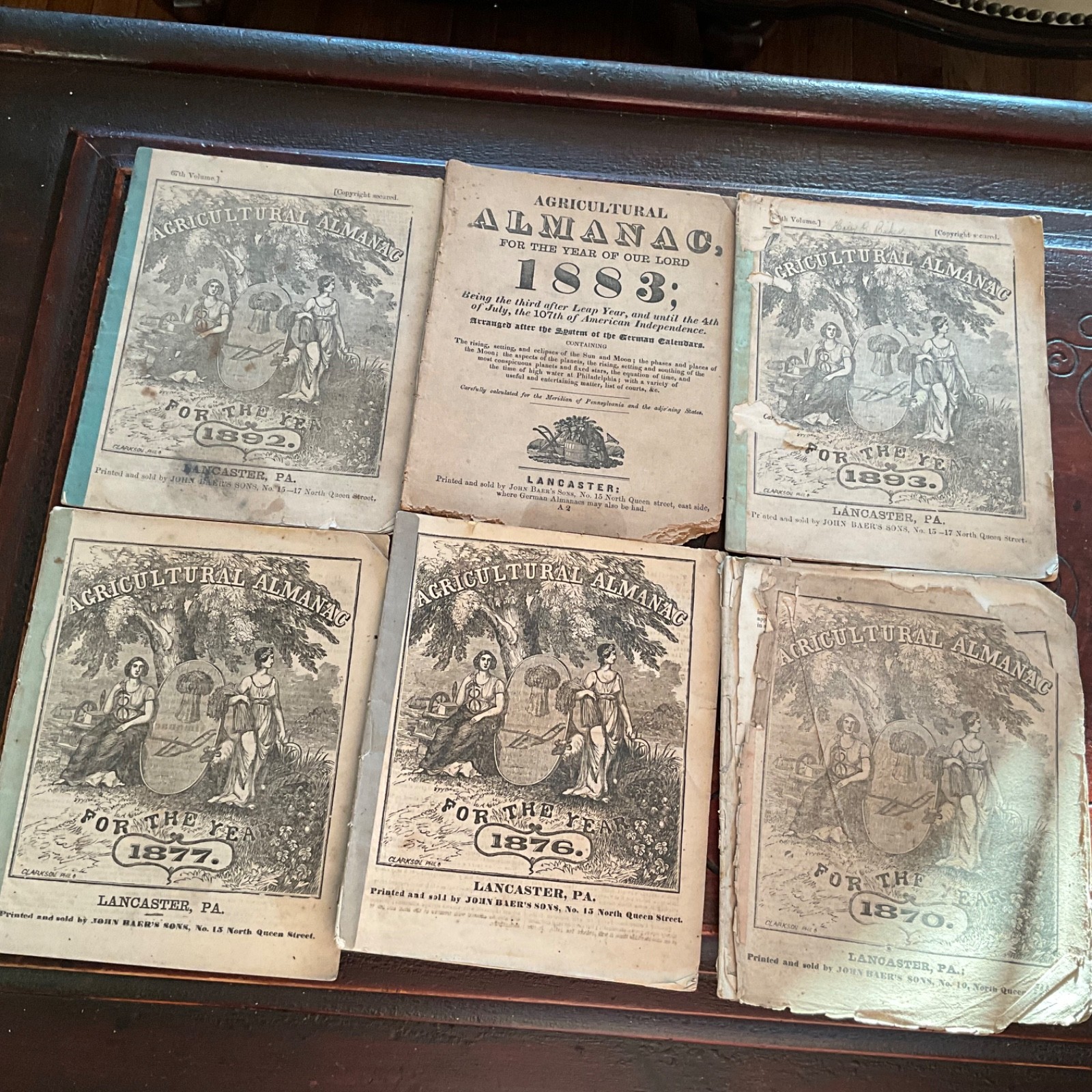Antique LOT of 24 AGRICULTURAL ALMANACS 1837-1967 English German 19th C.