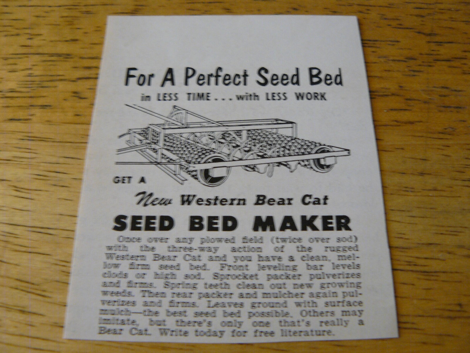 THE FARM QUARTERLY-SPRING 1957-AD – BEAR CAT SEED BED MAKER / Hastings NEB