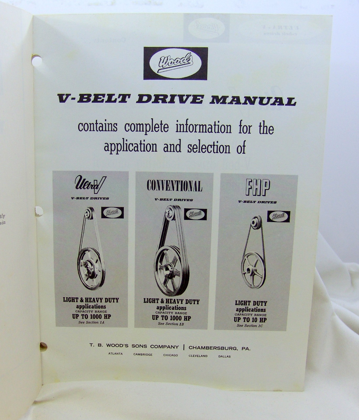 Vintage Wood&rsquo;s V-Belt Drives Manual – WGC Section 1! Circa 1961! – NO RESERVE!