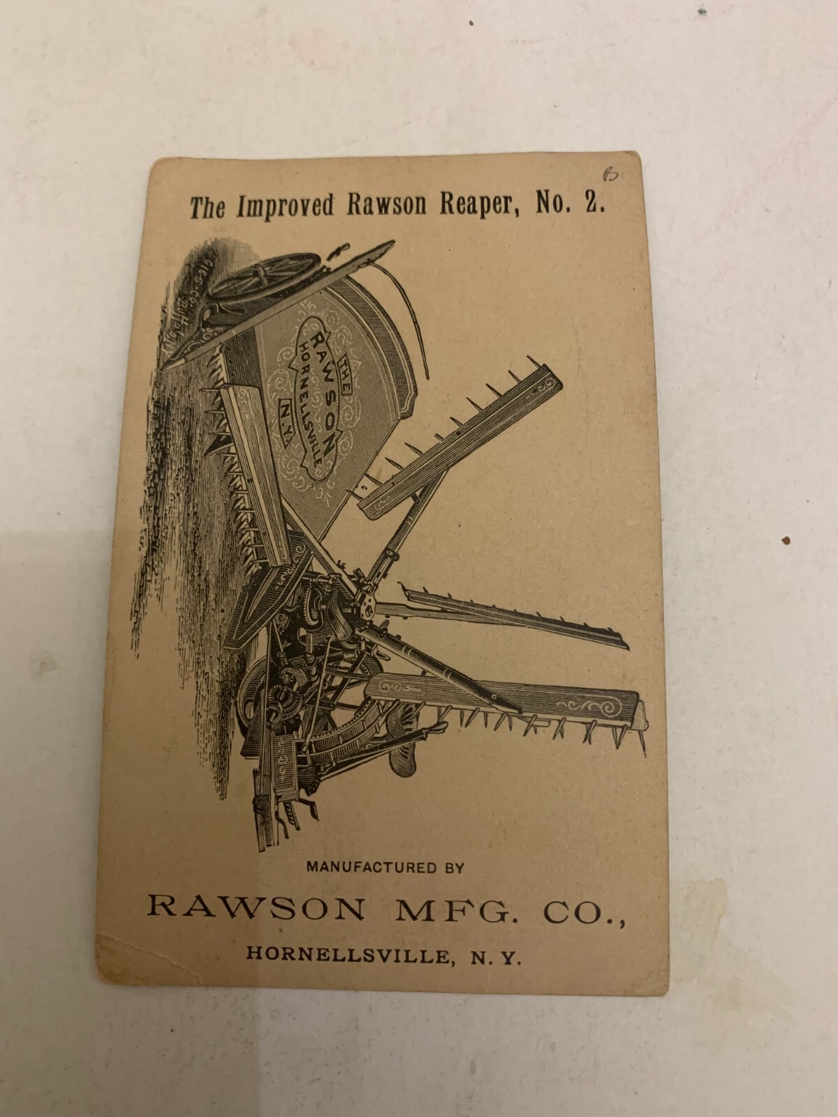 Antique c.1890&rsquo;s The Improved Rawson Reaper No. 2 Victorian Trading Card
