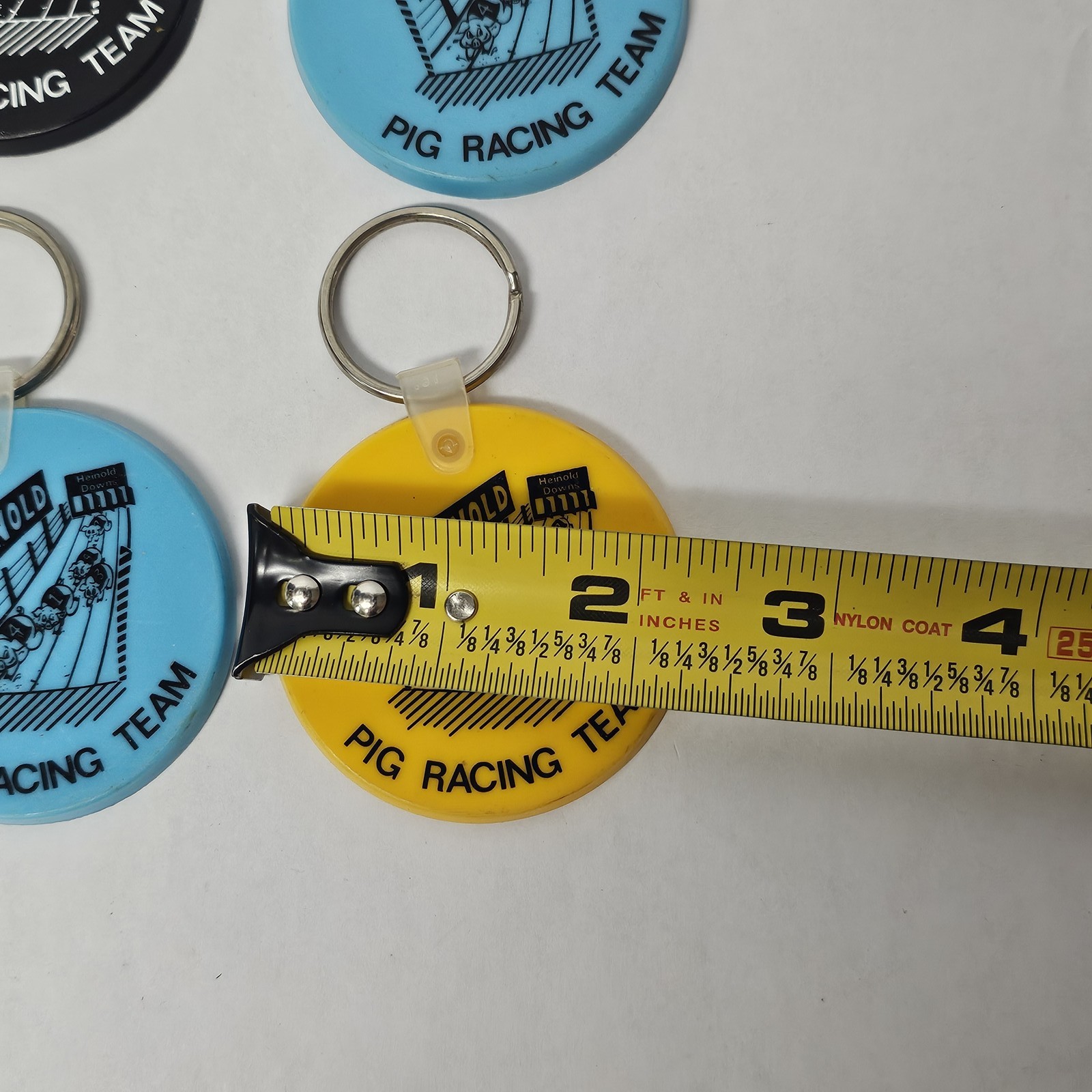 7 Heinold Hogs Pig Racing Team Vintage Advertising Keychains Lot Agriculture