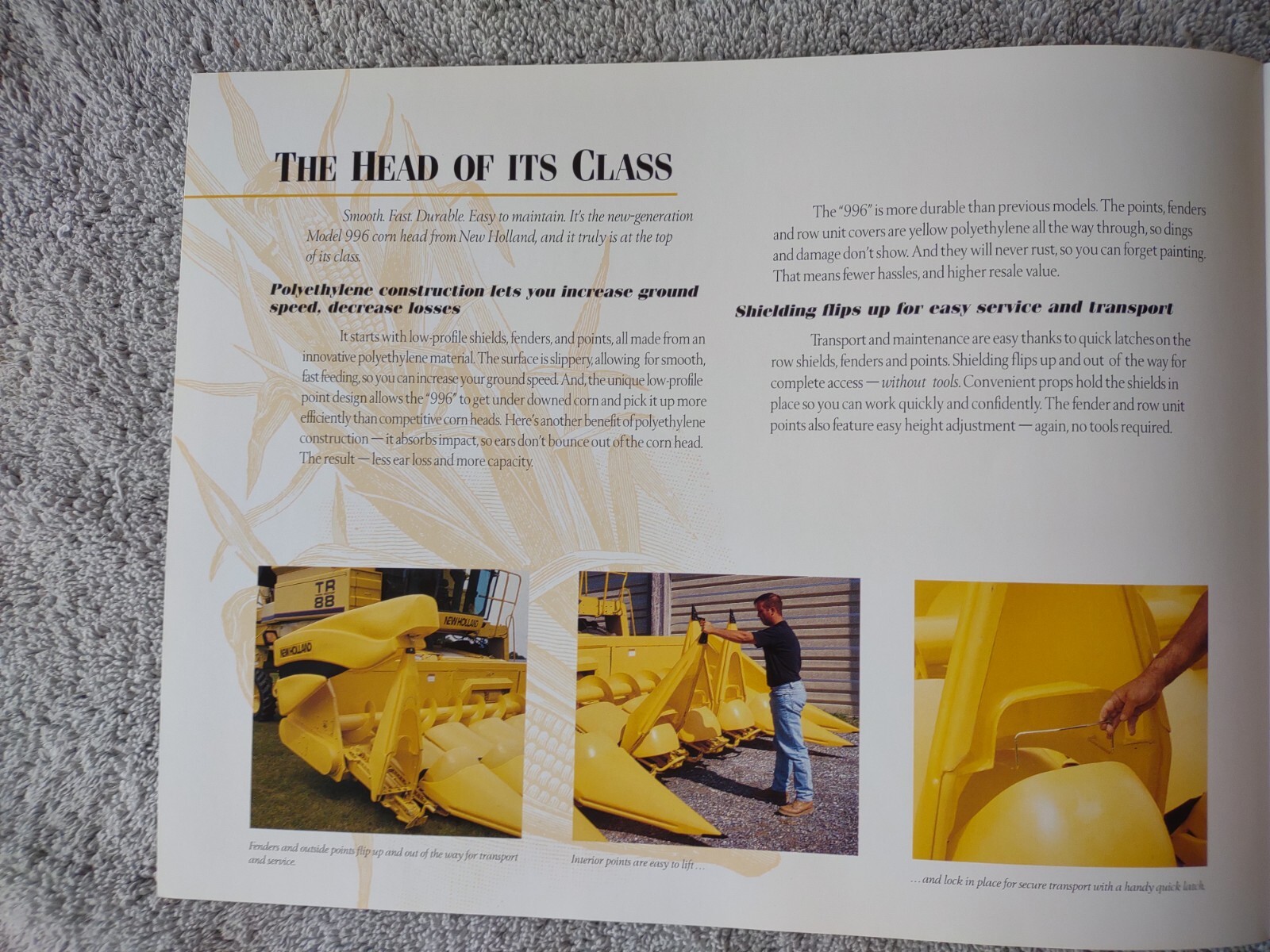 New Holland 996 Corn Head Sales Brochures. Lot Of 15.