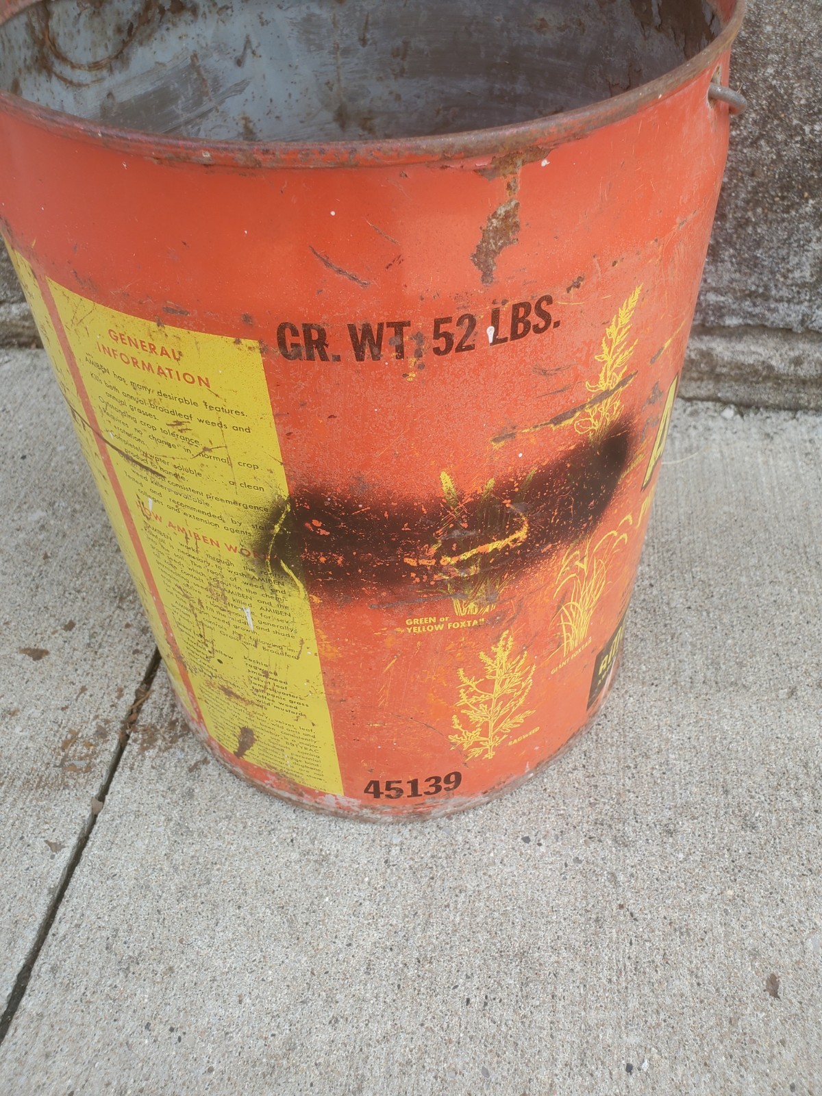 5 Gallon Metal Can Amiben Herbicide No Lid Soybean Weed Control Farm Decor #4
