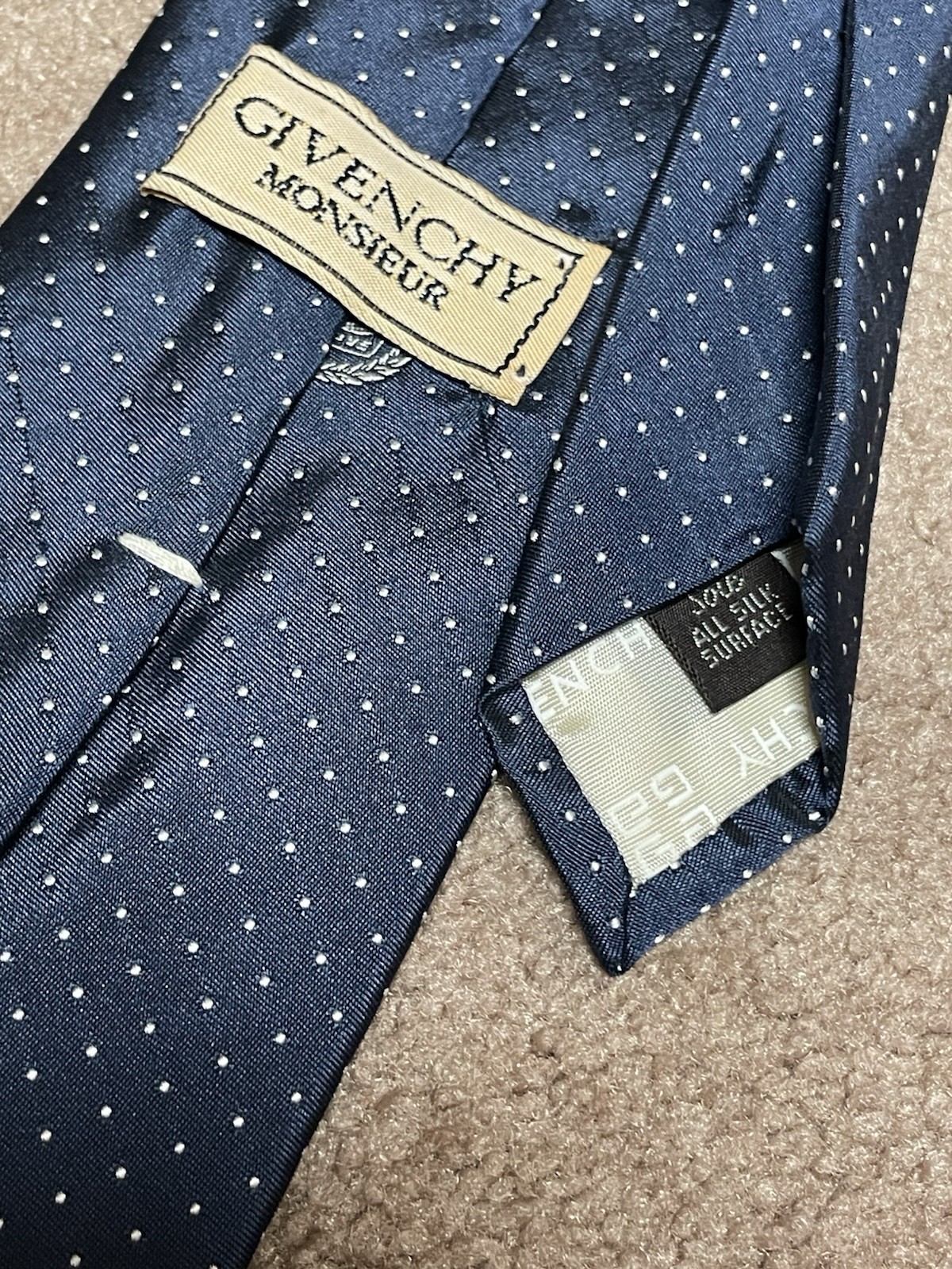 Mens Tie Grove Worldwide Manufacturing Cranes Givenchy Monsieur Blue Silk Rare