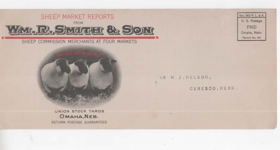 Omaha Nebraska Sheep Commission Merchants vintage mailer 1944 « Eat more lamb »