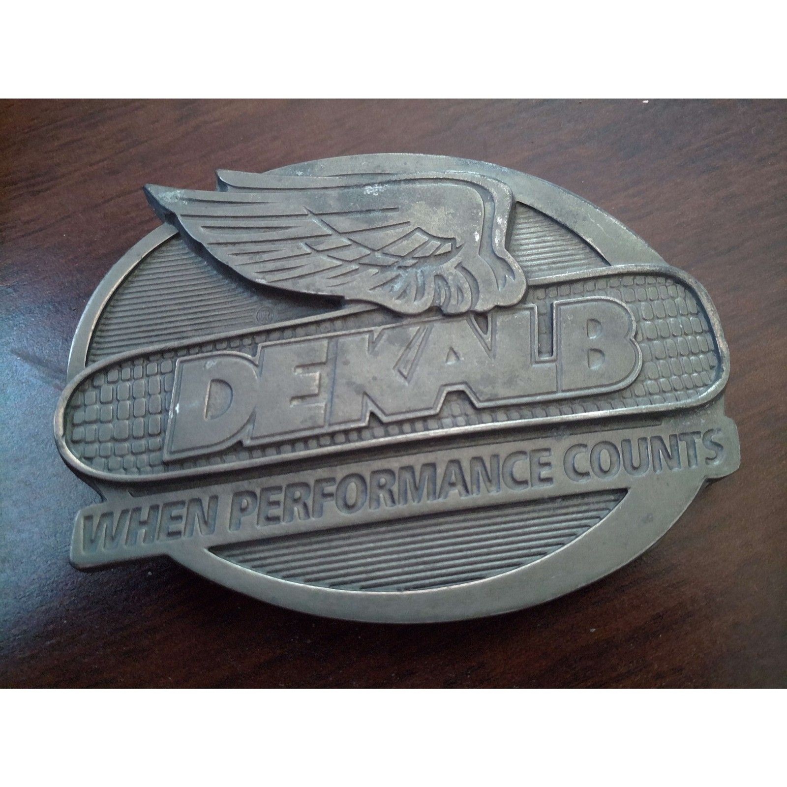 Vintage DeKalb Belt Buckle When Performance Counts Agricultural Farm Advertising