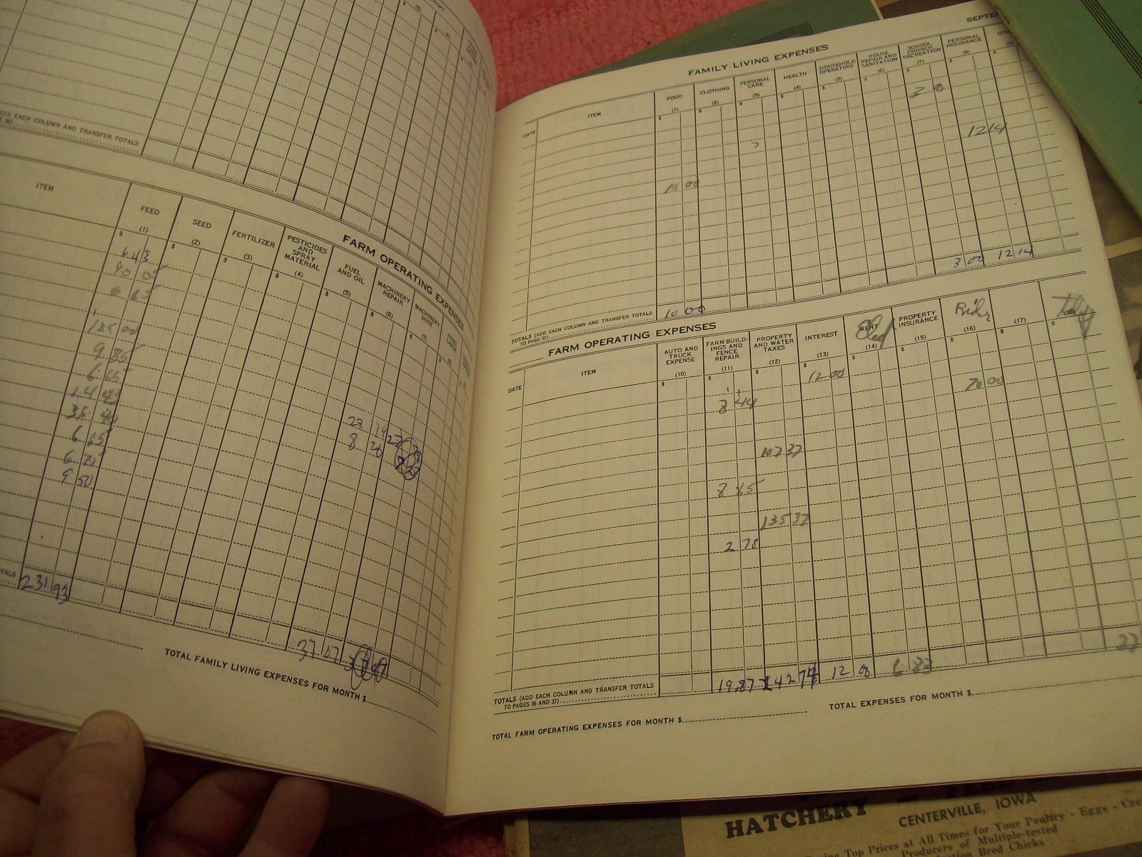 Vintage Lot 1940s 1950s 1960s FHA FSA Farm Record Book, Standard Oil, Waggoners