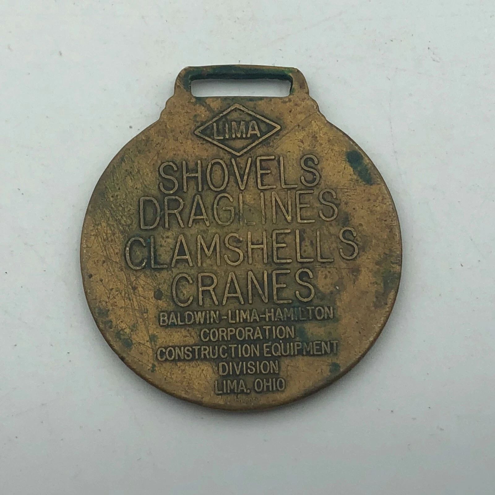 Lima Shovels Watch Fob Draglines Clamshells Cranes Baldwin Hamilton Vintage Ohio