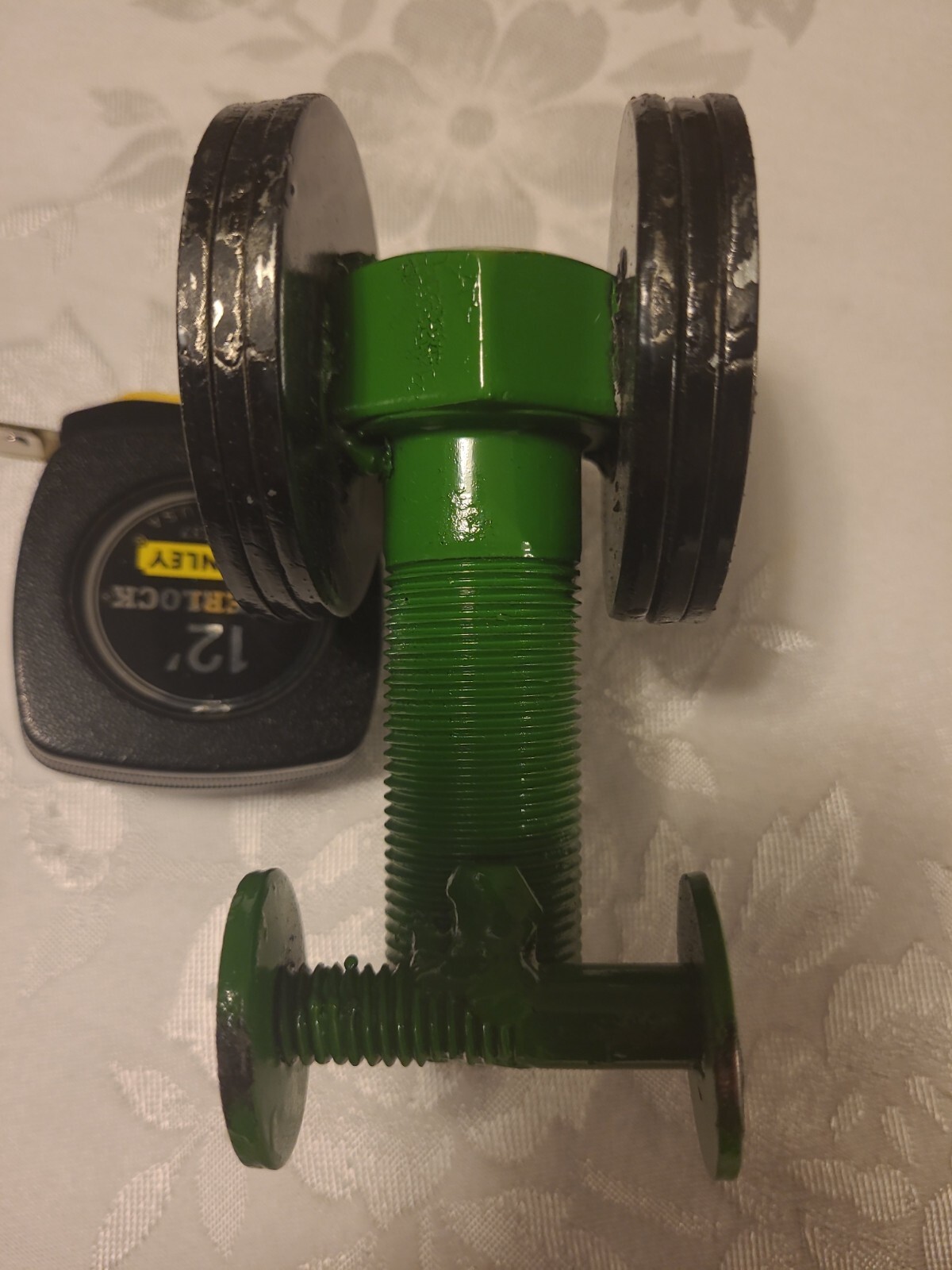 Custom Handmade Farm Tractor Scrap Bolts & Nuts – Black, Green 3 1/2&Prime; H x 5&Prime; L