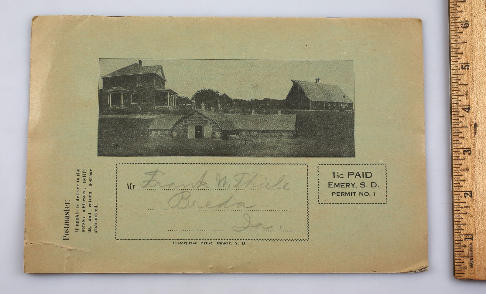 Vintage 1925 Poland China Pig Sale Cholera Immuned Emery South Dakota