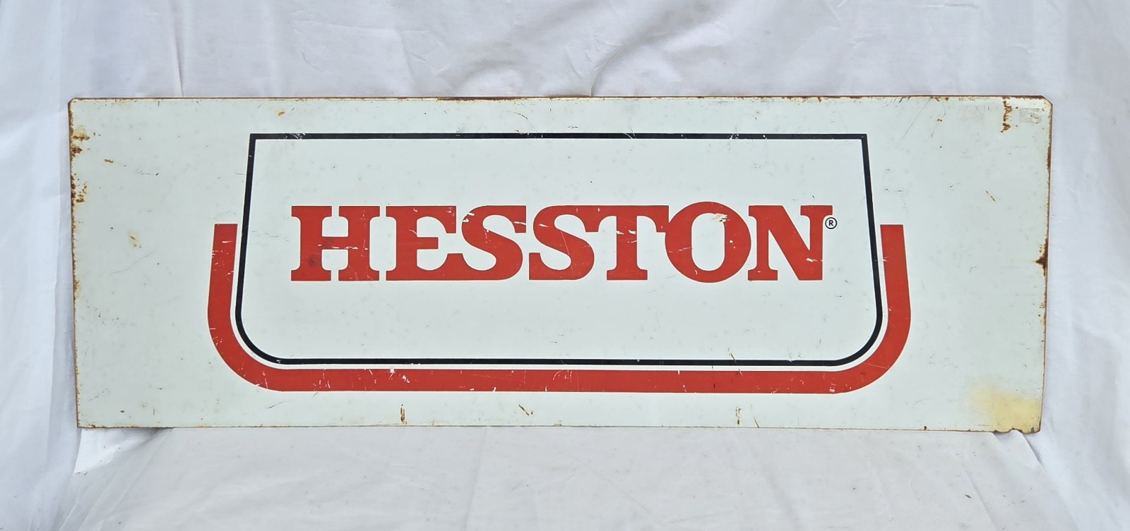 Vintage Metal Hesston Sign Farm Equipment Tractor