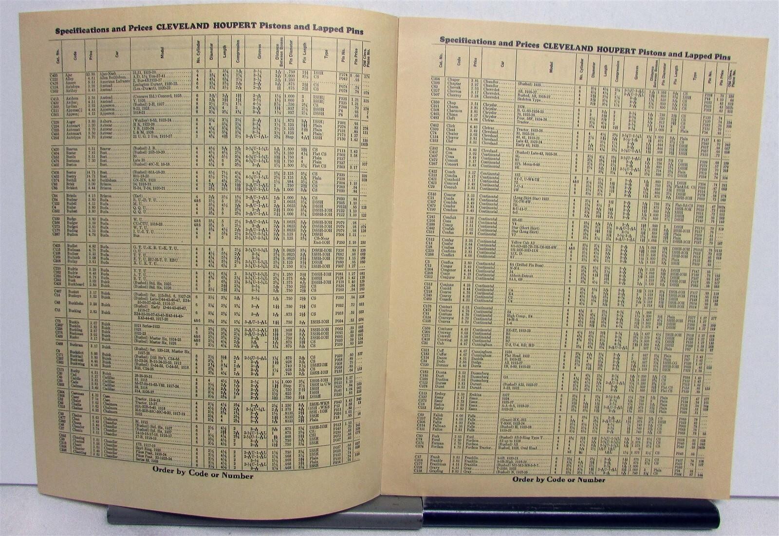 1928 Cleveland Houpert Pistons Specifications Pricing Sales Catalog