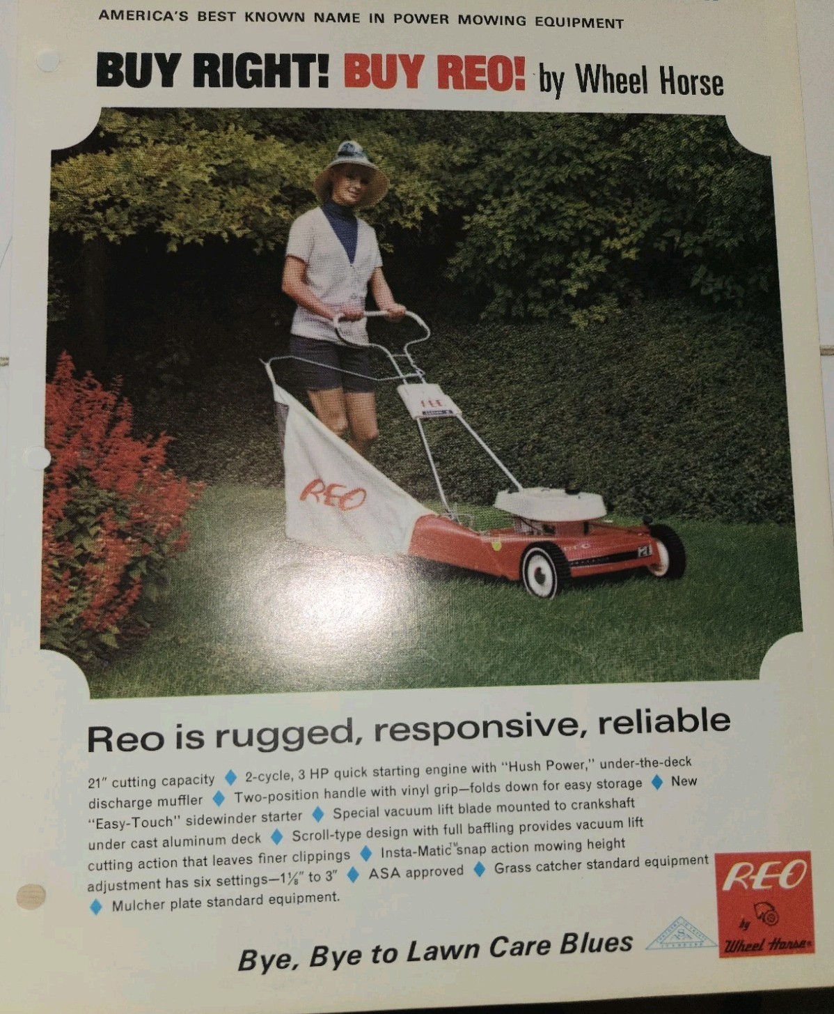 1960s REO CUSTOM II DEALER AD WITH SPECIFICATIONS DOUBLE SIDED