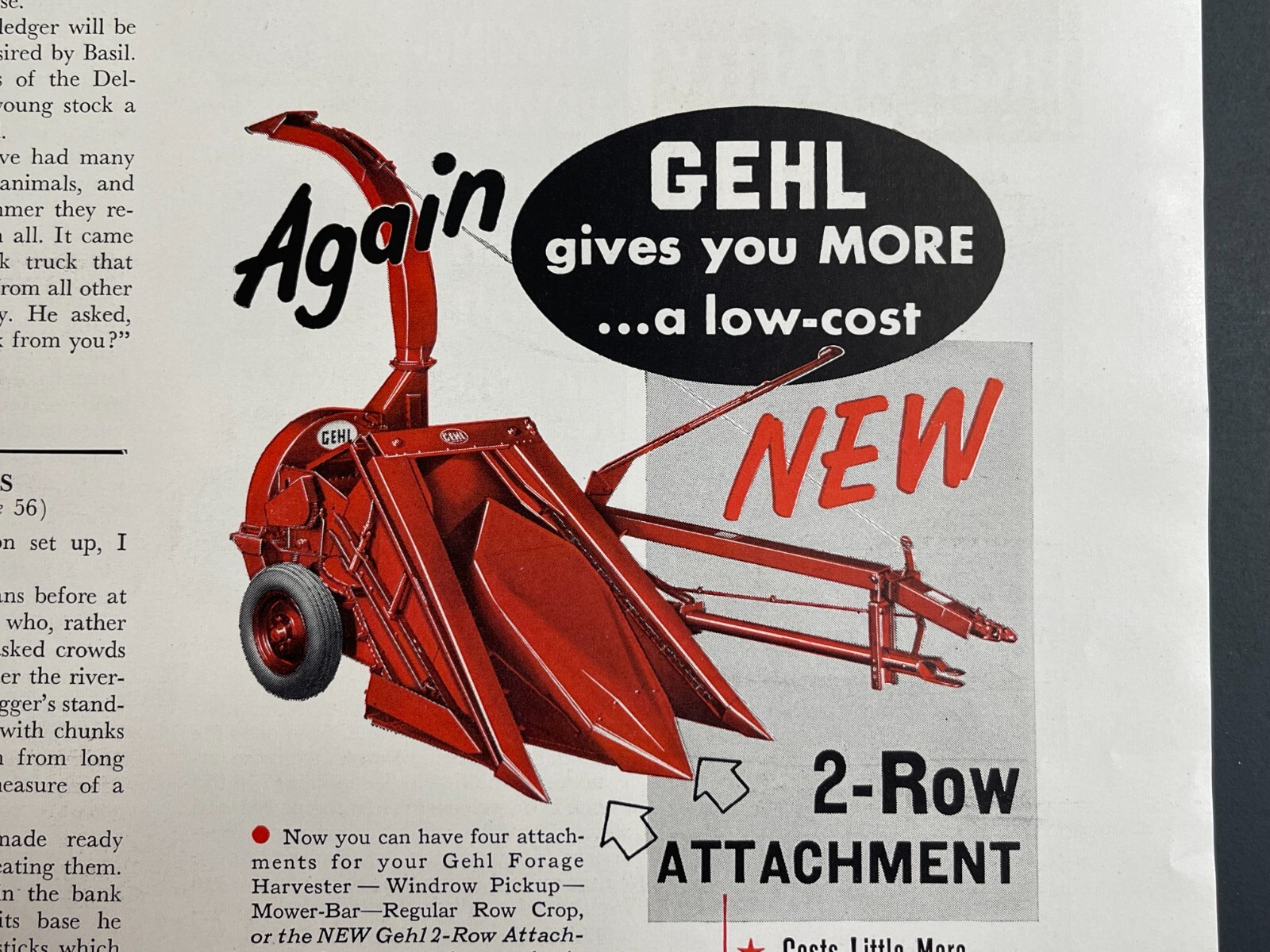 1950s GEHL Forage Harvester – Original Print Advertisement (6in x 13in)