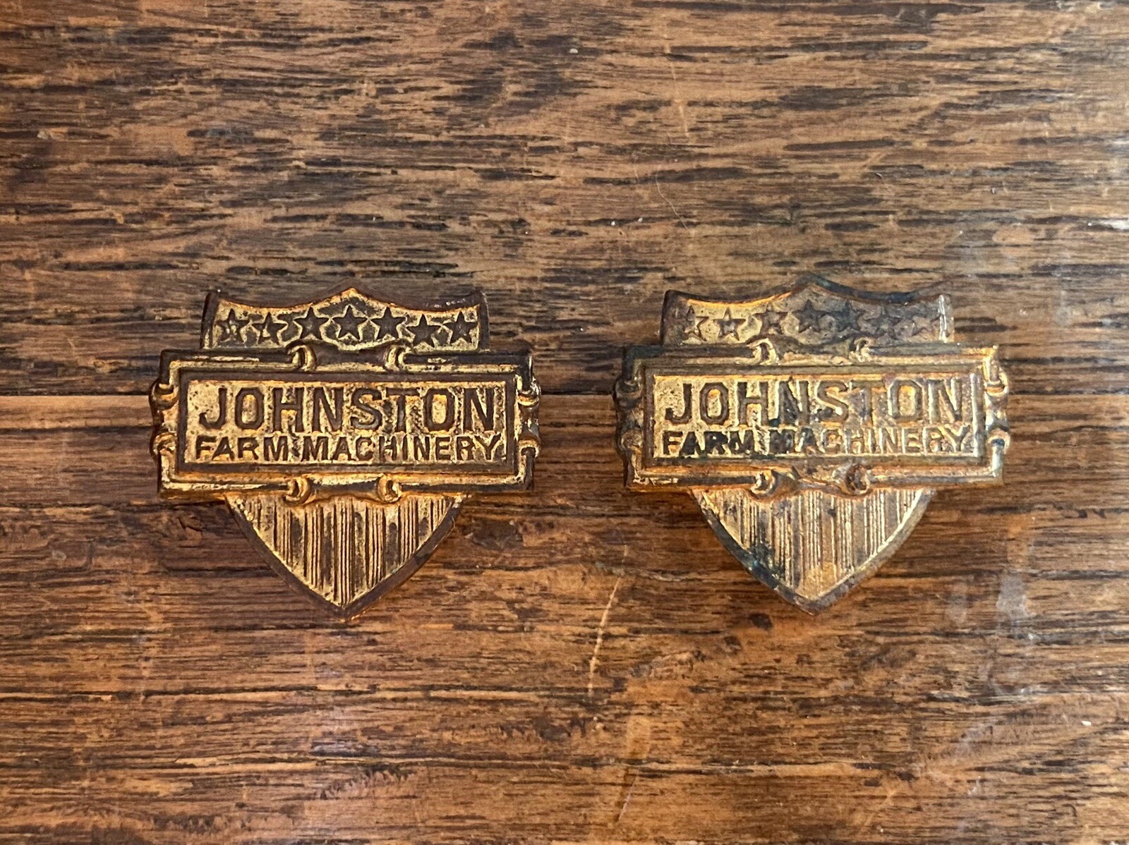 Johnston Harvester Co Advertising Cuff Links Lapel Stud Tractor Implement