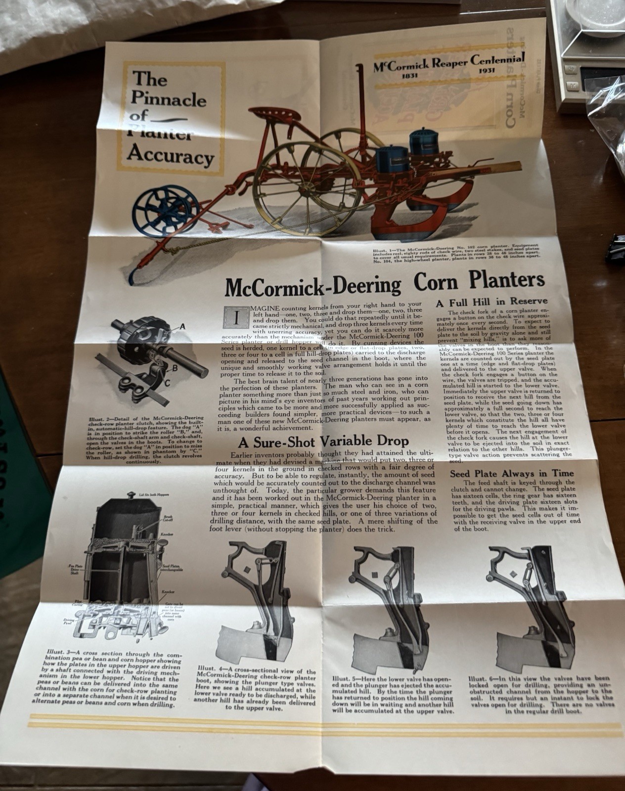 McCormick Searing 1831 1931 Corn Planter Brochure Color Illus Fold Out Farm