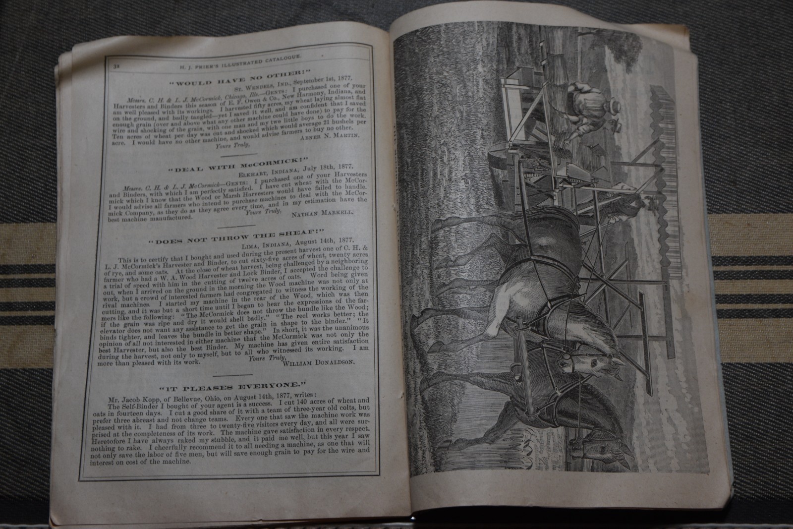 1878 H.J Prier McCORMICK&rsquo;S Farming Implements CATALOGUE Illus Original Complete