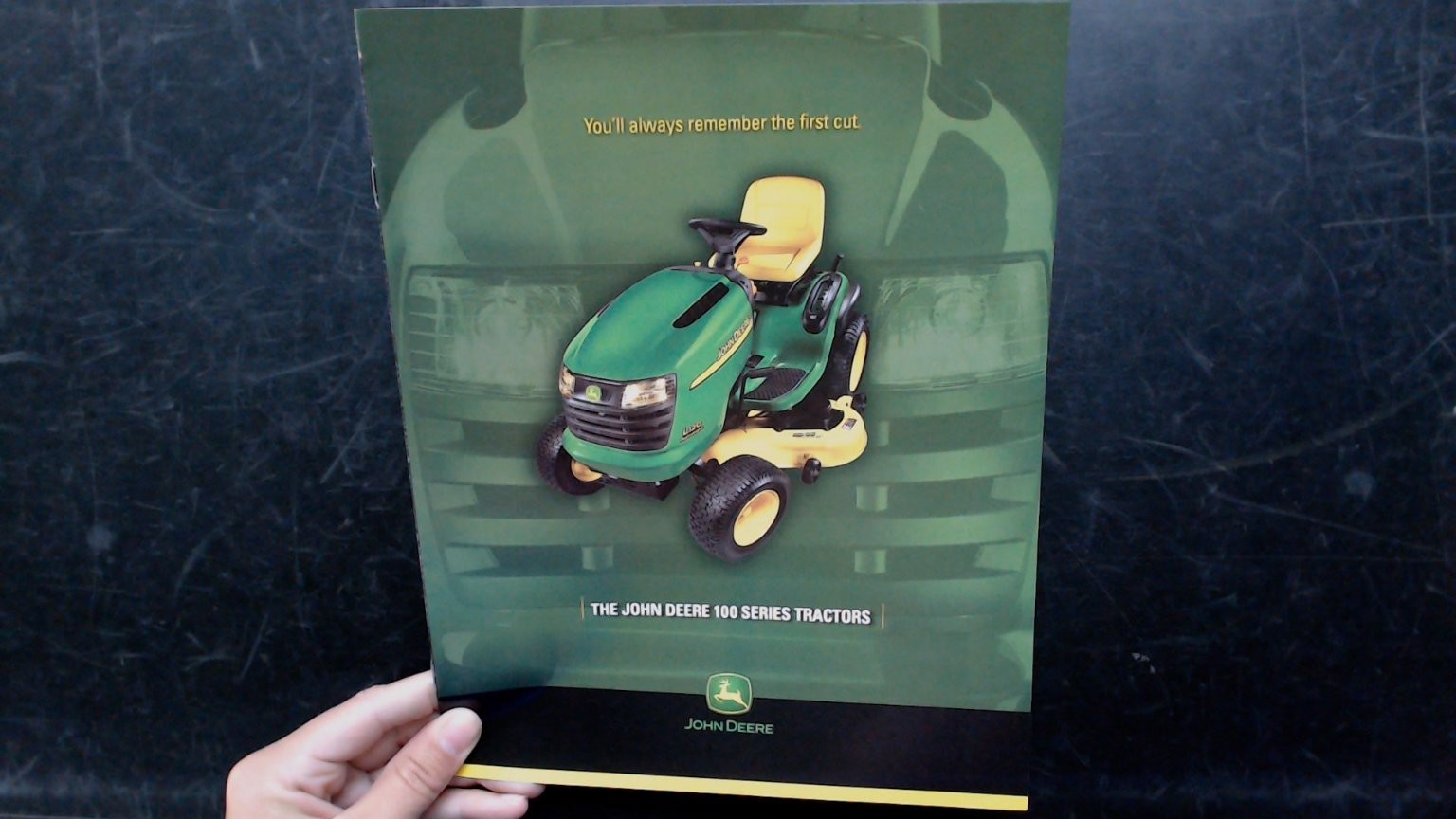 John Deere 100 Series Tractors Vintage Brochure Green Yellow Mower