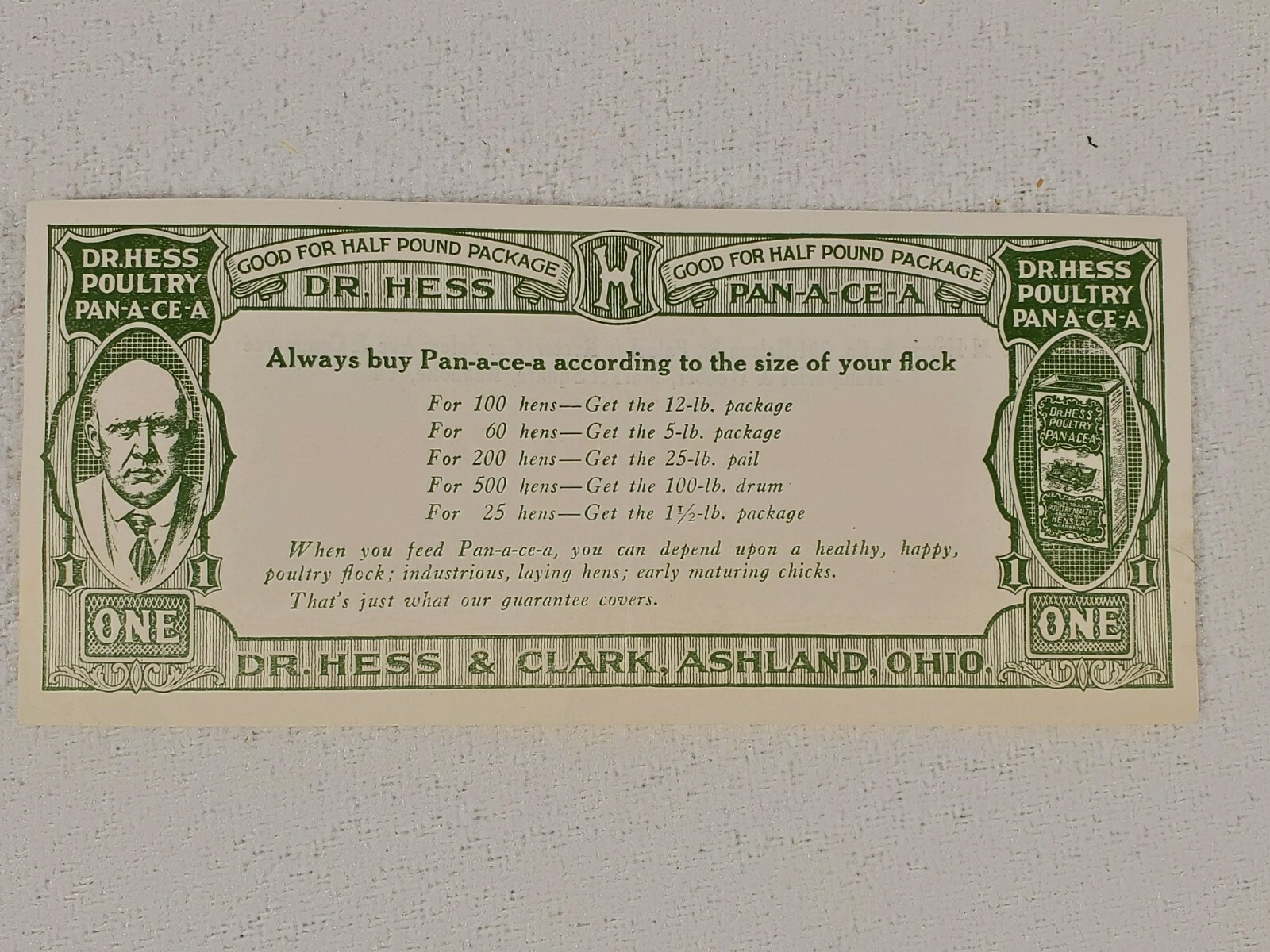 Dr Hess & Clark Poultry Pan-a-ce-a Good for Half Pound Package Coupon Roanoke VA