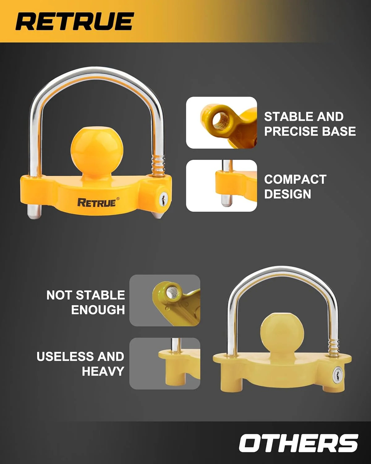 RETRUE Universal Coupler Lock Trailer Locks Ball Hitch Trailer Hitch Lock Adjust