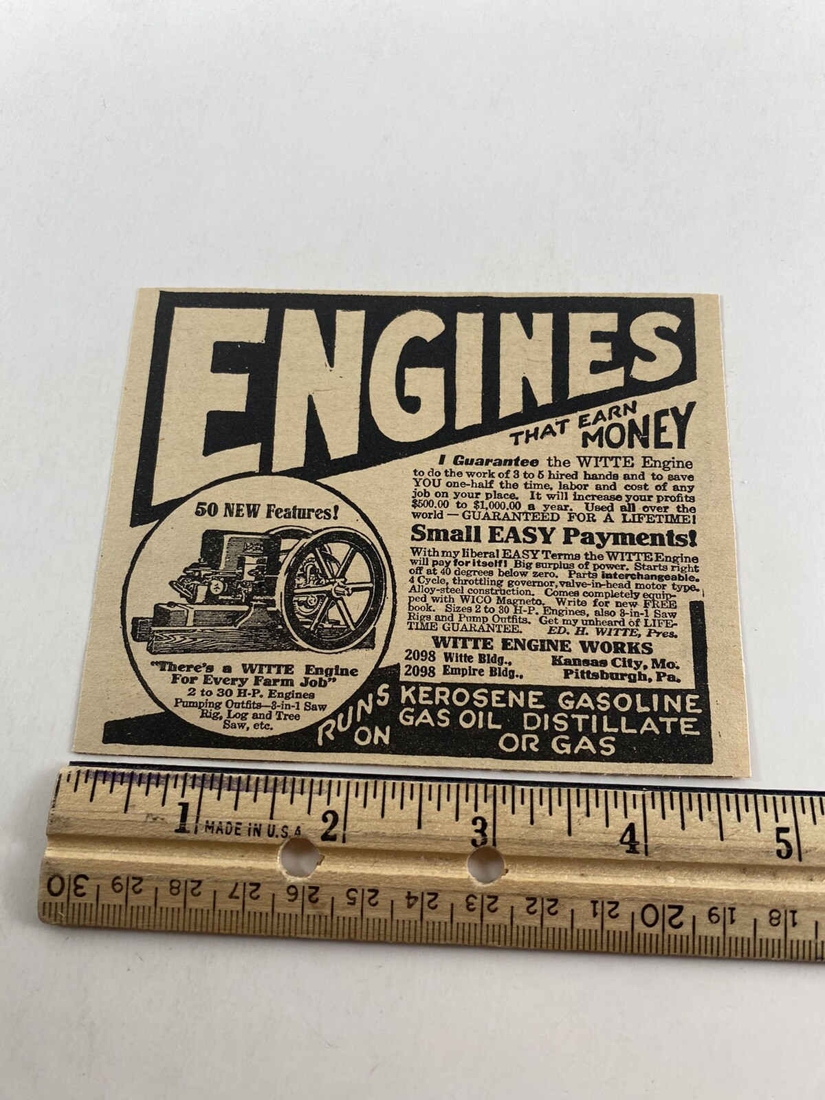 1927 Witte Engine Works Vintage Magazine Print Ad Old 20’s Farming Equipment