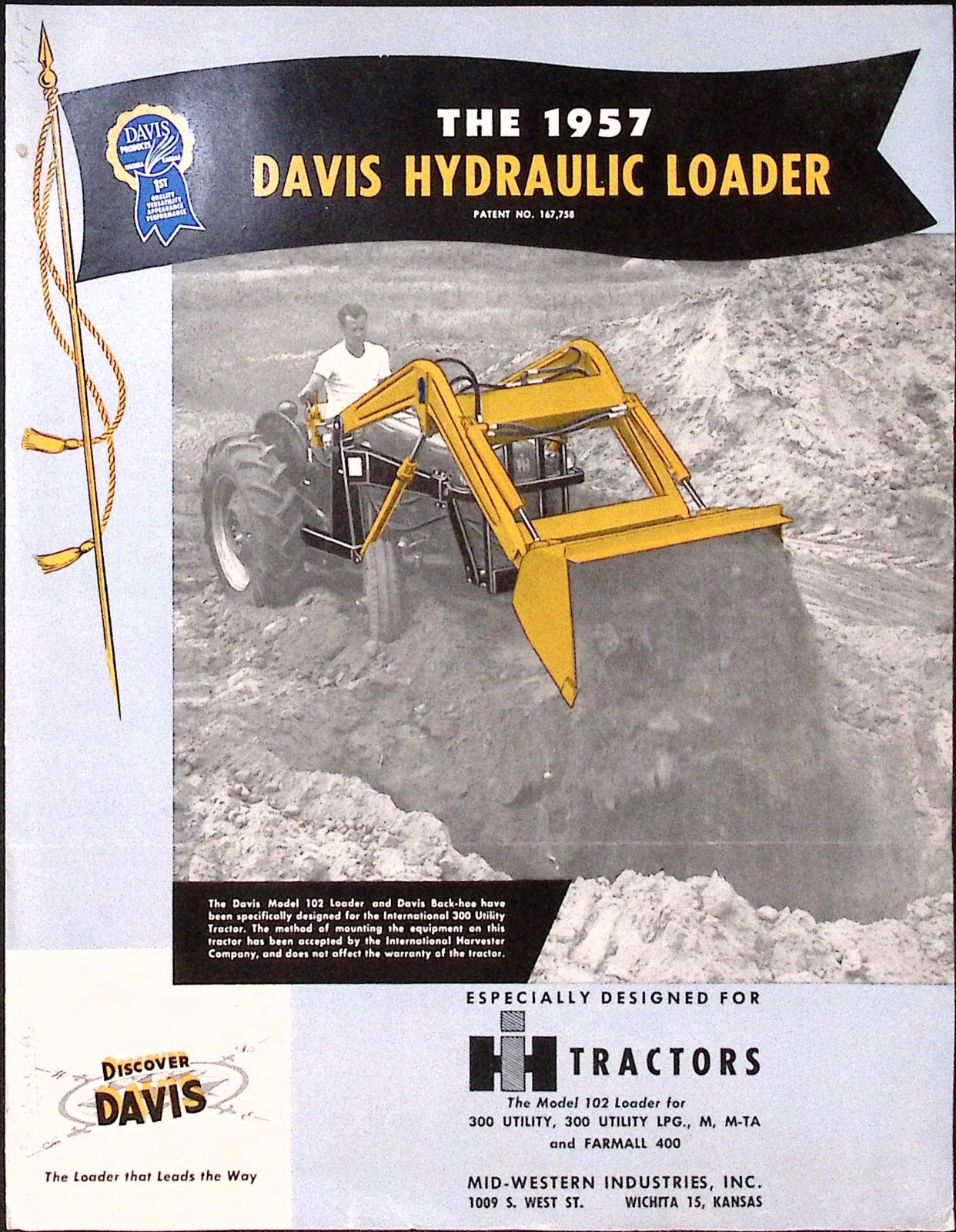 1957 Davis Hydraulic Loader for International Harvester Tractors Dealer Brochure