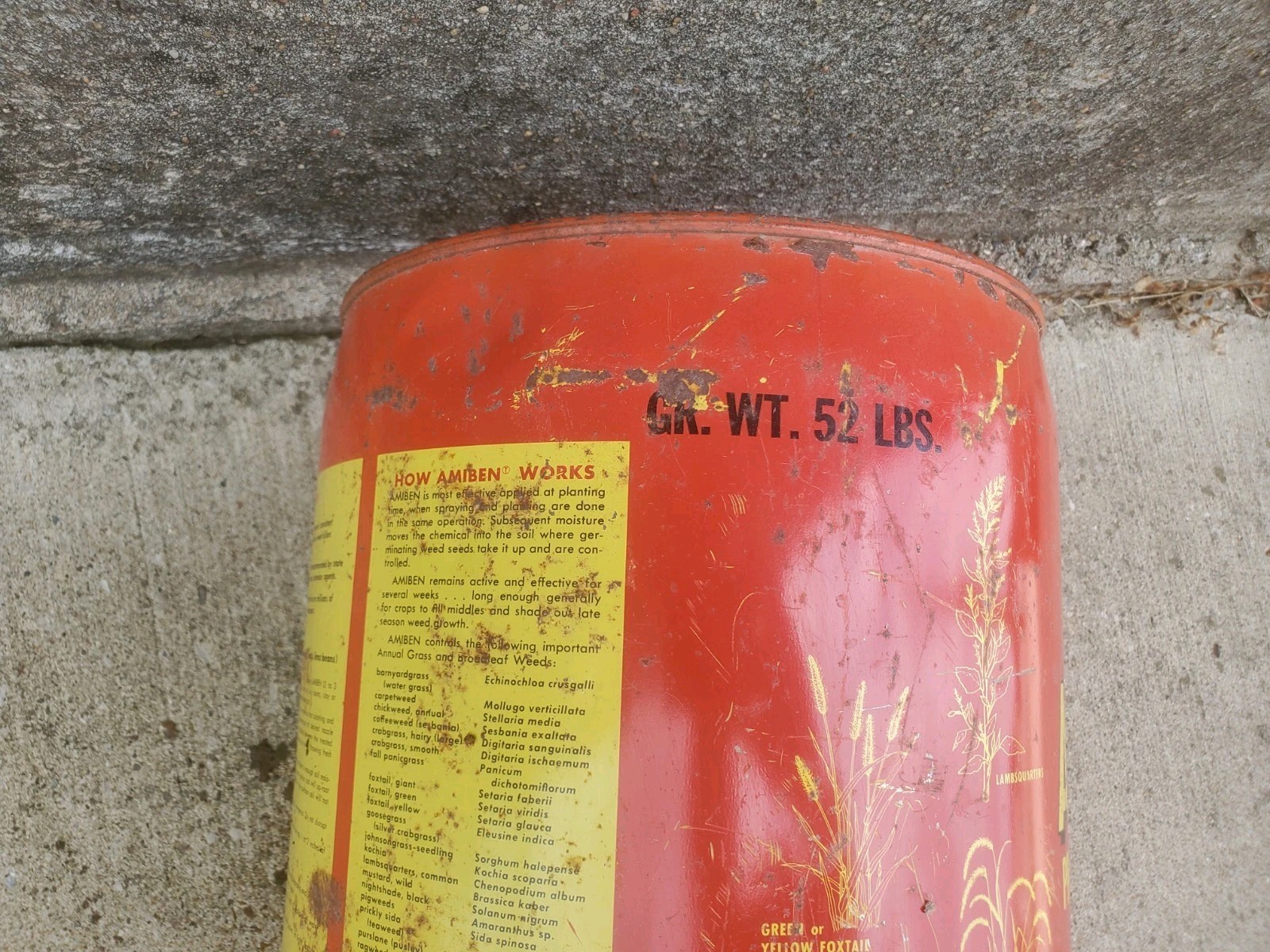 5 Gallon Metal Can Amiben Herbicide No Lid Soybean Weed Control Farm Decor #2