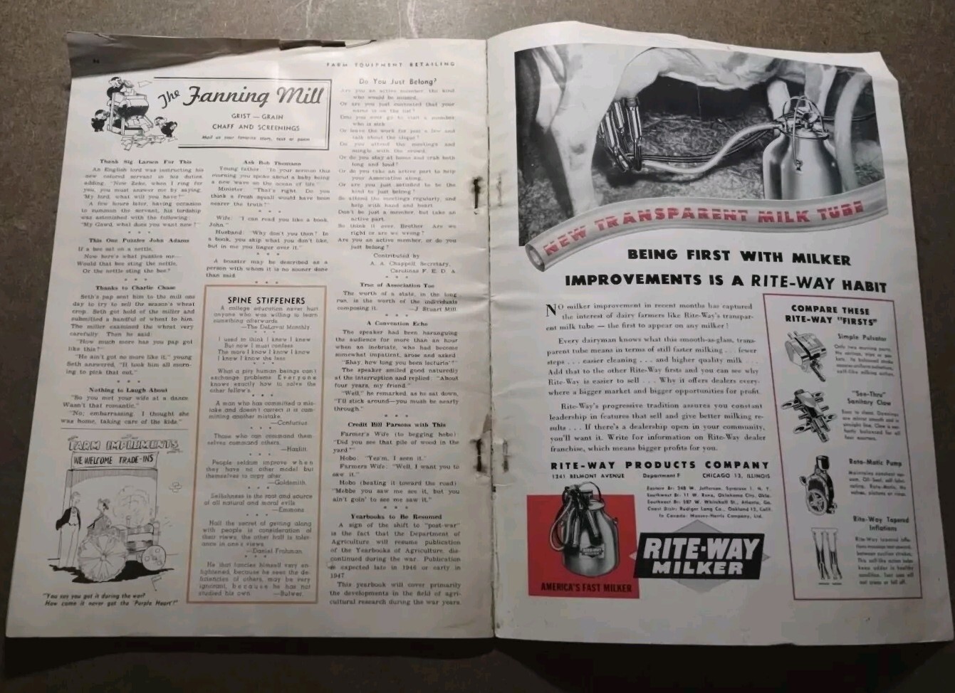 1946 edition of Farm Equipment Retailing Magazine.. School Days In Peoria Ill.