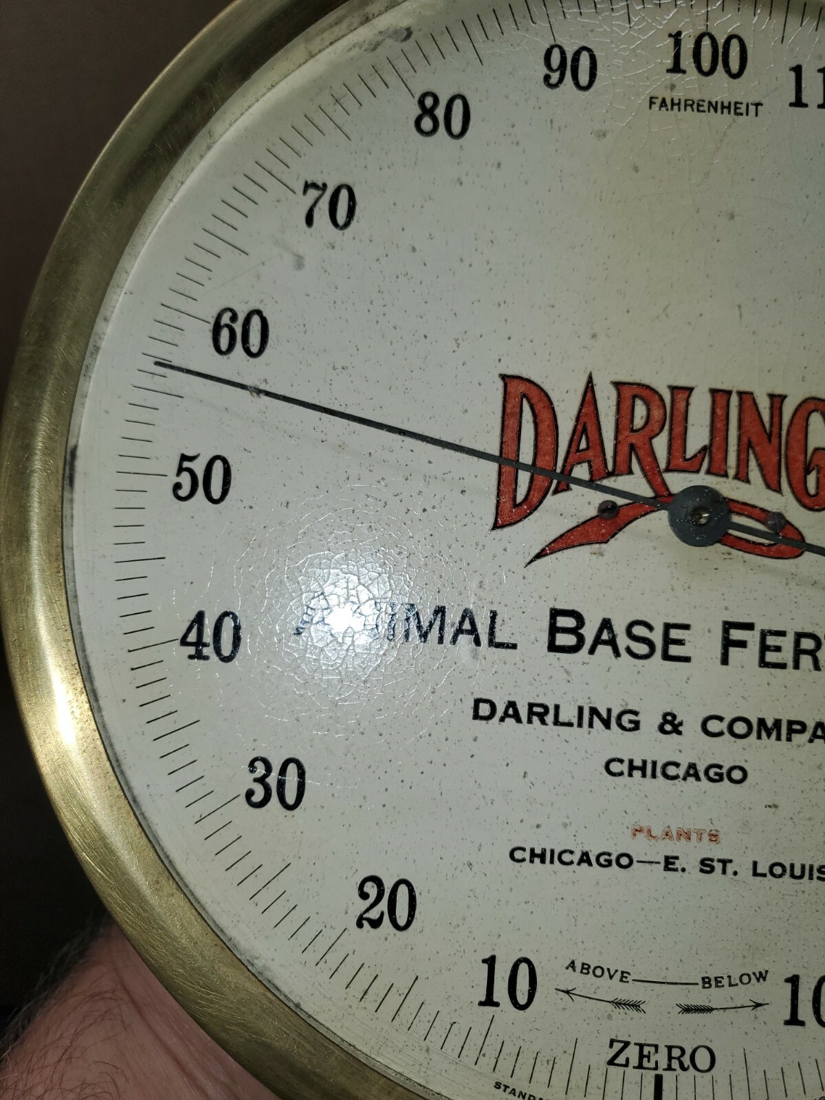 Vintage Darling’s Animal Base Fertilizer Round Thermometer Chicago St. Louis