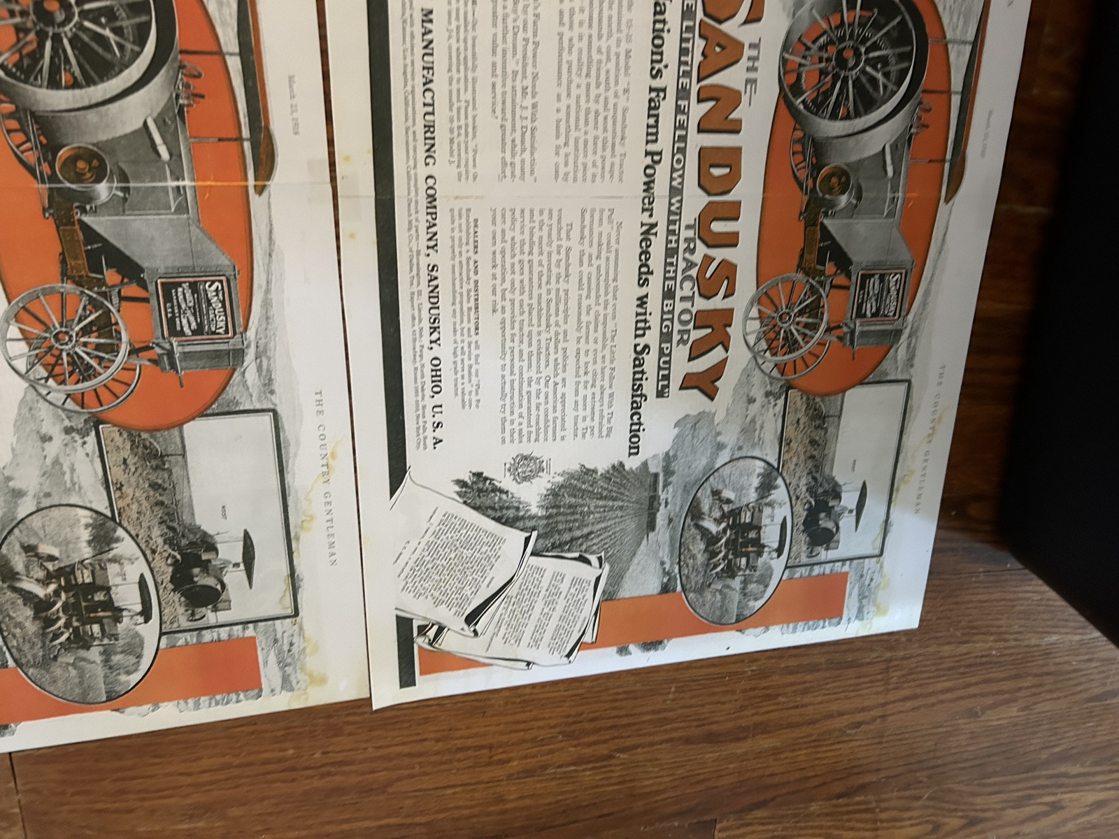 Vintage Advertisement 3x Sandusky Tractor “the Little Fellow With The Big Pull”