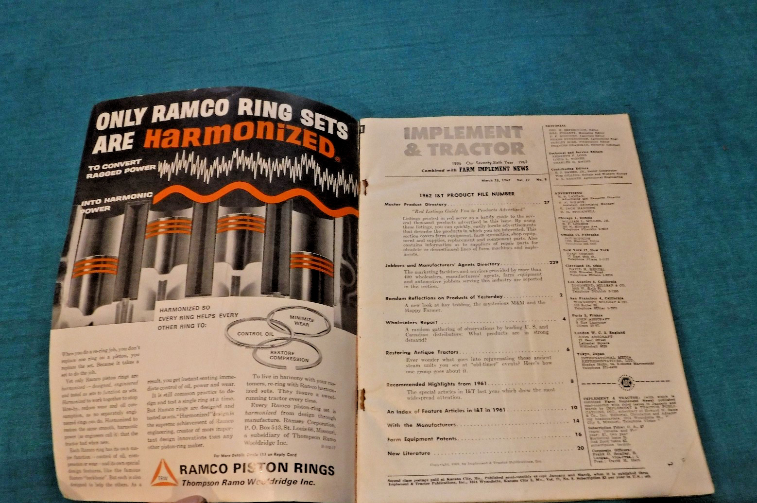 IMPLEMENT & TRACTOR MARCH 25 1962 I & T PRODUCT FILE FARM SUPPLIES EQUIPMENT