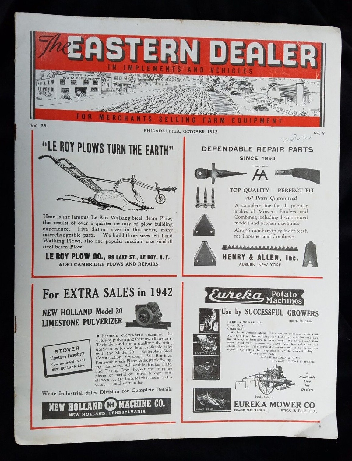 October 1942 Eastern Dealer Farm Implements Vehicle Merchants Wartime Rationing