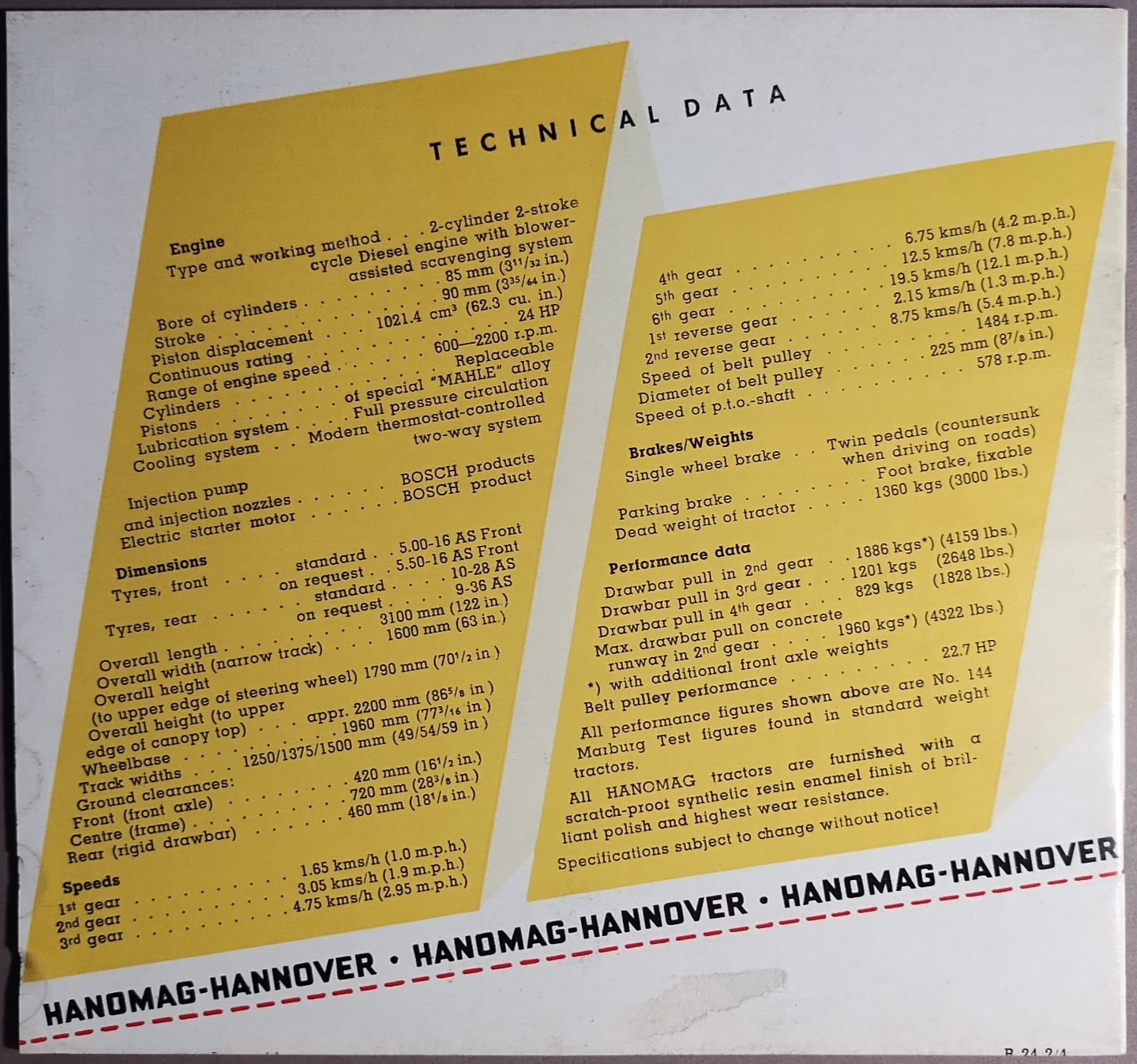 1953 Hanomag Combitrac Tractor R24 Catalog Brochure Original B5-44