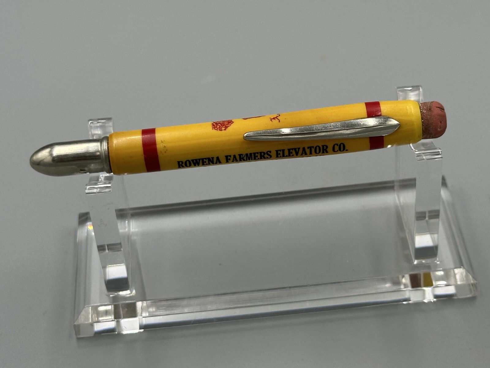 1948 FARMERS ELEVATOR Advertising COWBOY Vintage BULLET PENCIL Minnesota ROWENA