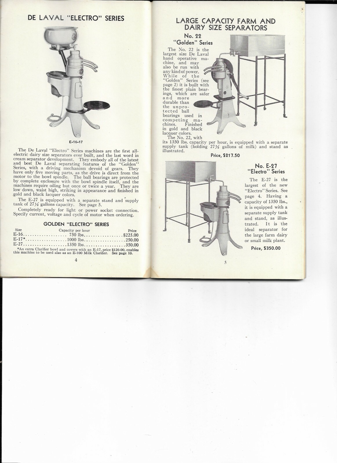 DE LAVAL SEPARATORS PRICE LIST JANUARY 1,1933 EDITION