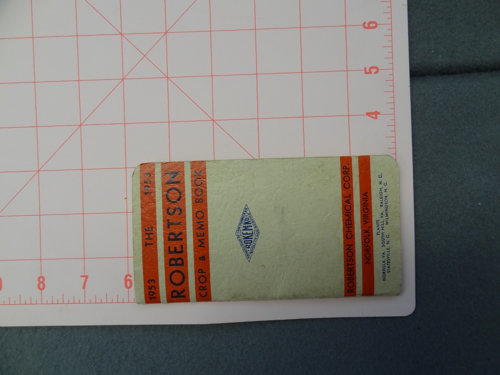 The 1953 Robertson Crop & Memo Book Mini Pamphlet Chemical Corp VA NC Notes