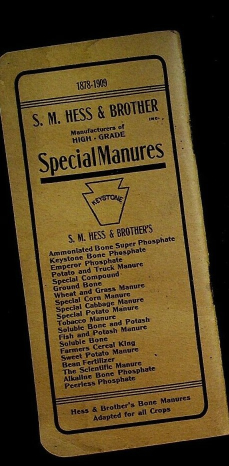 SM Hess & Brother Fertilizers Memo Book Philadelphia Pa 1909