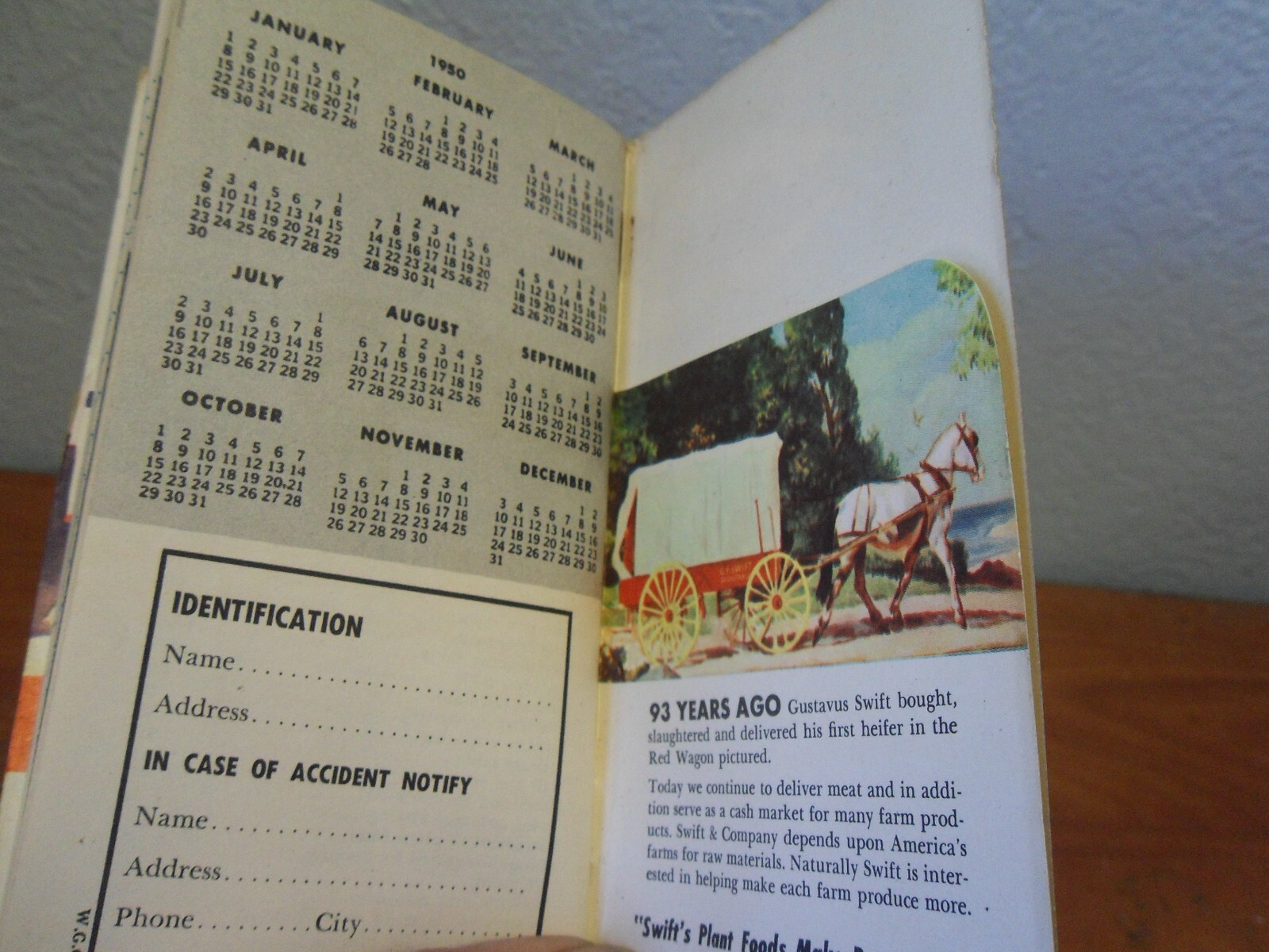1949 -50 Swift’s Plant Food Service Red Steer Notebook Pocket Book Used
