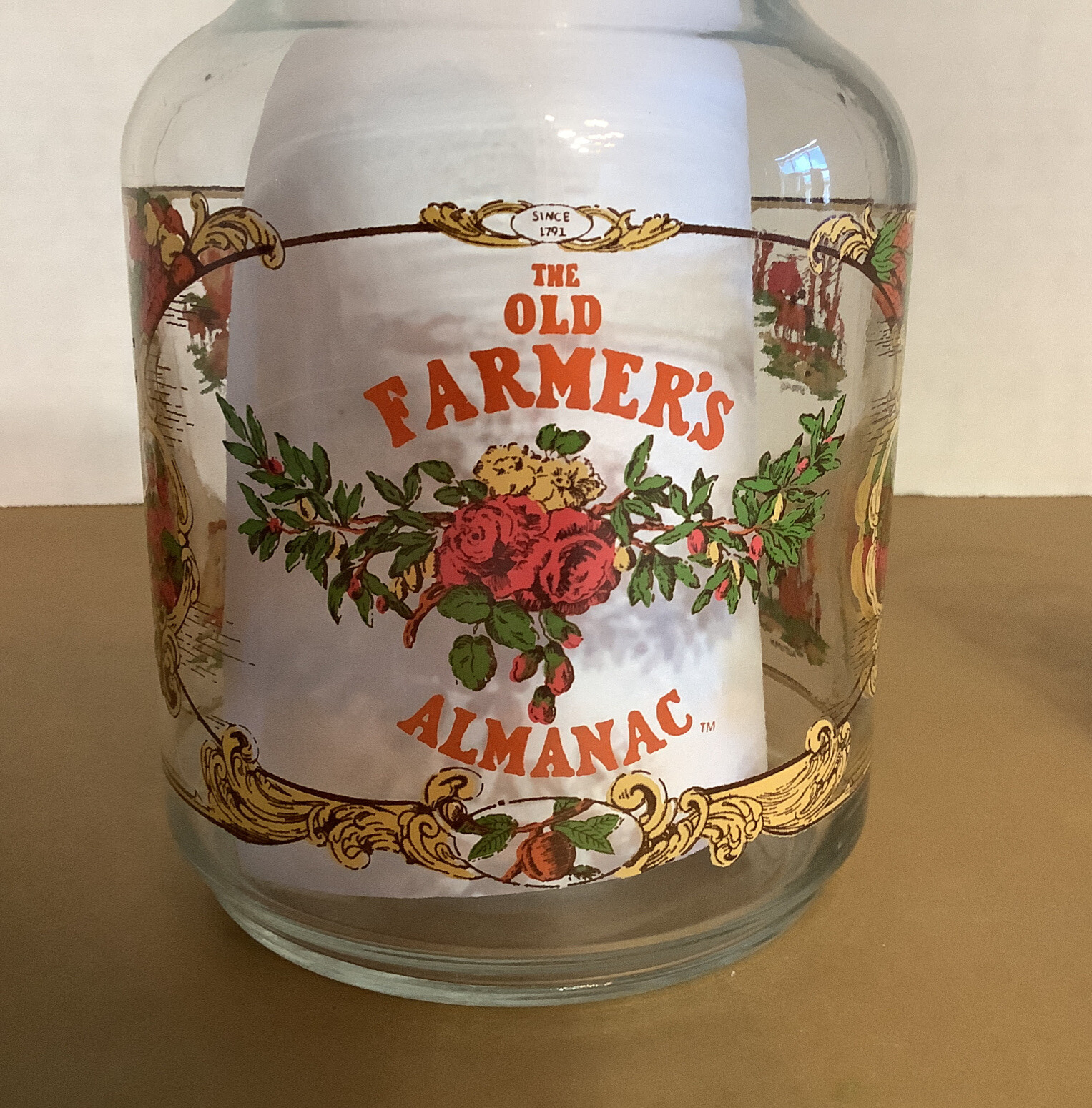 Vintage The Old Farmers Almanac Juice Set Carafe And 2 Glasses