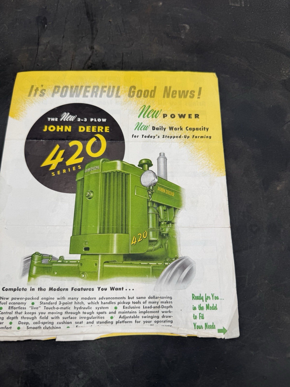 1955 – 56 John Deer 420 Series Two Row Crop Tractors Factory Sales Brochure