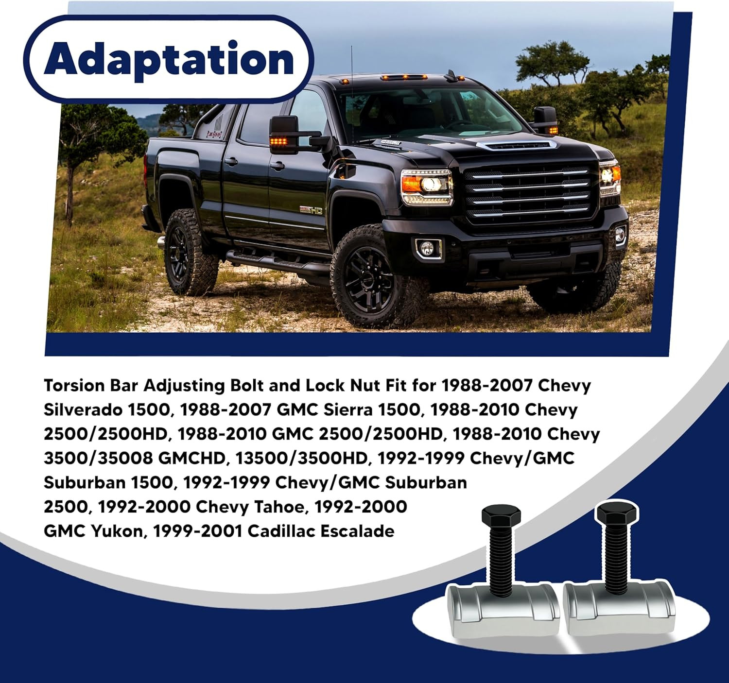Torsion Bar Adjustment Bolt and Lock Nut Fit for Chevrolet Silverado Tahoe GM…