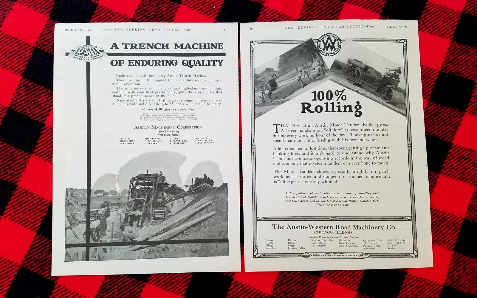 1922 Bear Tractor crawler Austin-Western Road Ad Farm Catalog Brochure