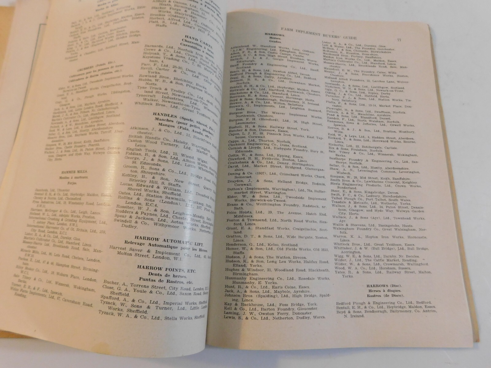 1946 FARM TRACTORS IMPLEMENT BUYER&rsquo;S GUIDE EXPORT EDITION ALBION MACHINES