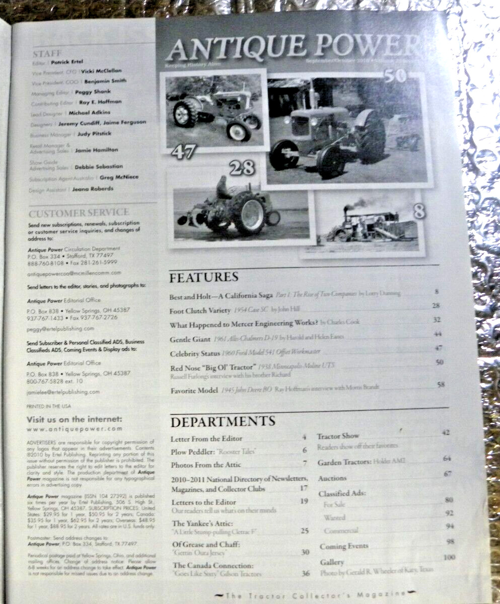 ANTIQUE POWER Magazine September October 2010 Big Ol Tractor