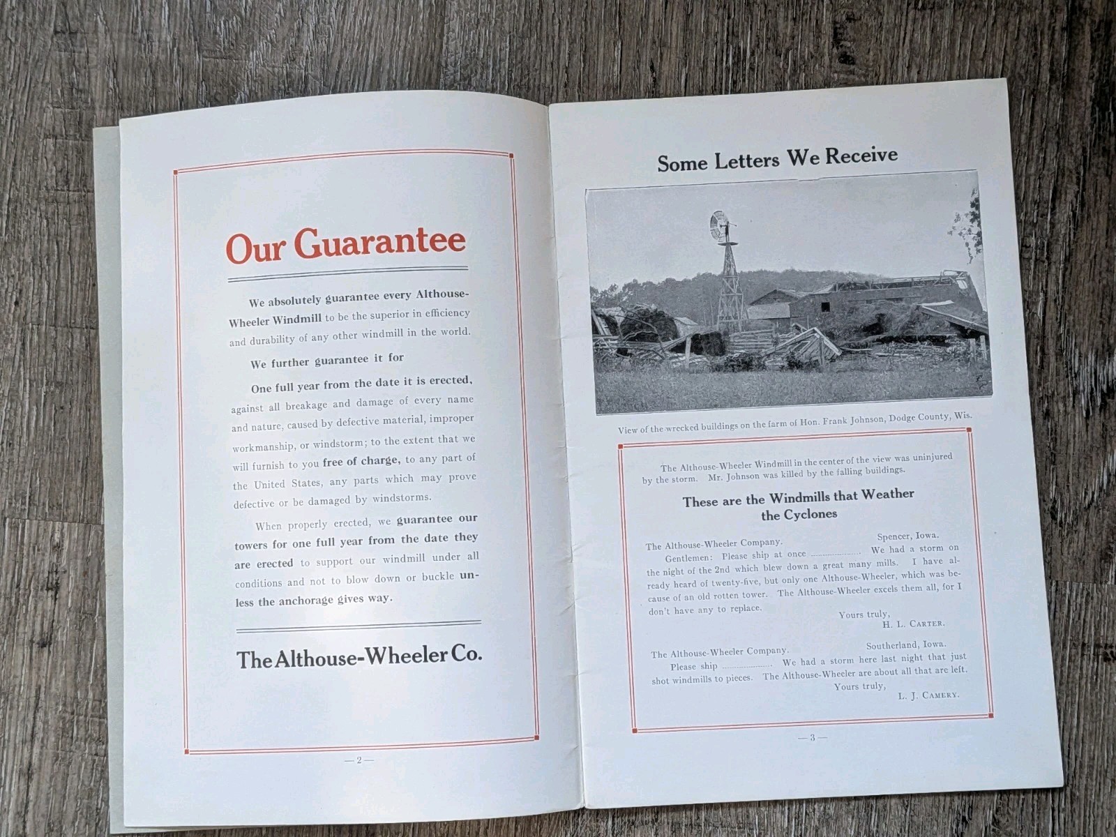Advertising ALTHOUSE WHEELER WAUPUN Wisconsin Windmill Sales Brochure Catalog